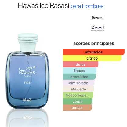 Rasasi Hawas Ice For Him Eau de Parfum 100ml -  Fresca Acuática Fougère para Hombre