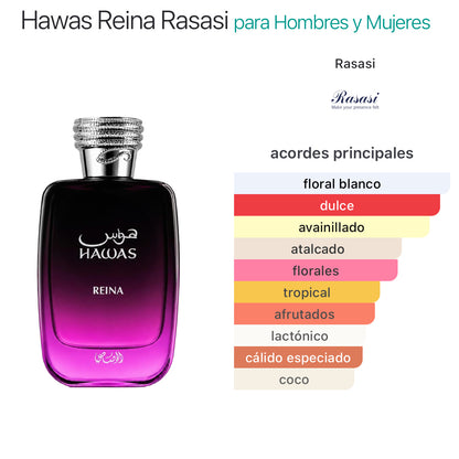 Rasasi Hawas Reina Eau de Parfum 100ml - Oriental Vanilla Gourmand Unisex