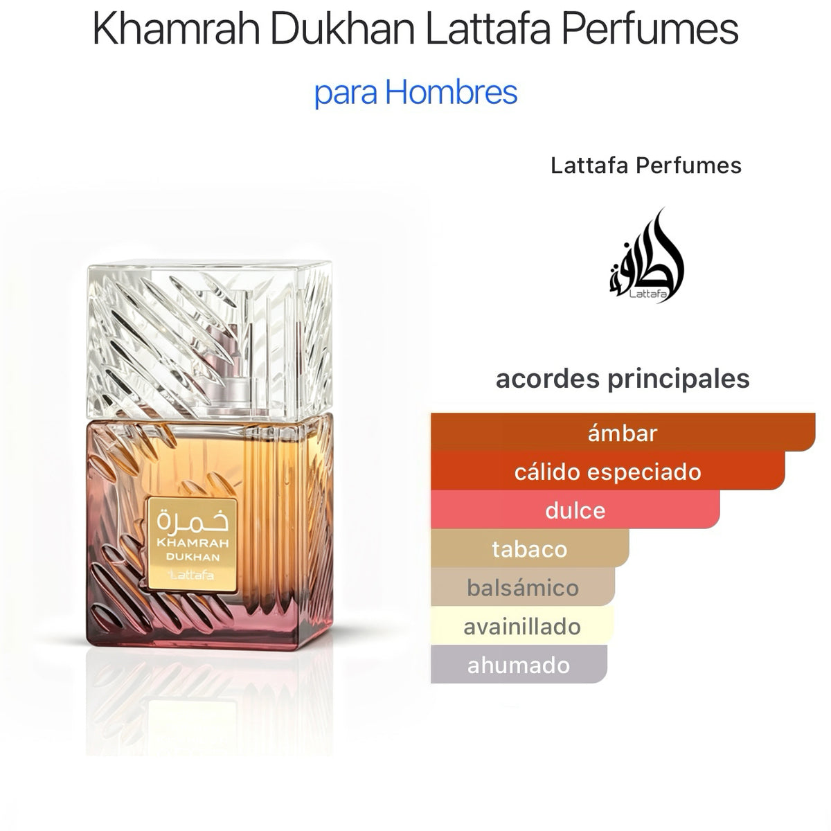 Lattafa Khamrah Dukhan Eau de Parfum100ml - Ámbar Especiado para Hombre