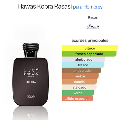 Rasasi Hawas Kobra For Him Eau de Parfum 100ml -  Oriental Amaderada para  Hombre