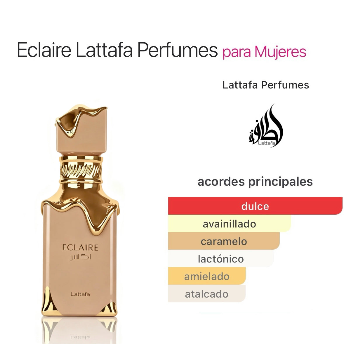 Lattafa Eclaire Eau de Parfum 100ml - Fragancia Floral Gourmand Frutal para Mujer