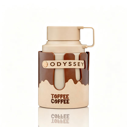 Armaf Odyssey Toffee Coffee Eau de Parfum, botella de perfume vista frontal sobre fondo blanco
