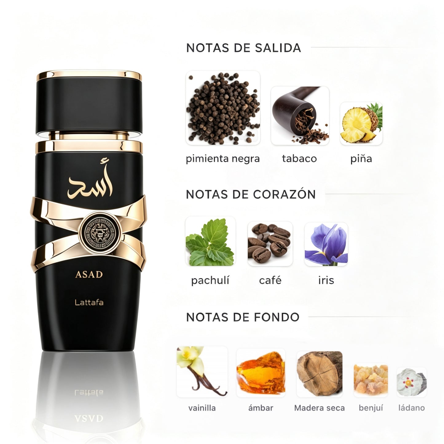 Lattafa Asad Eau de Parfum 100ml - Ámbar Fresco Especiado para Hombre