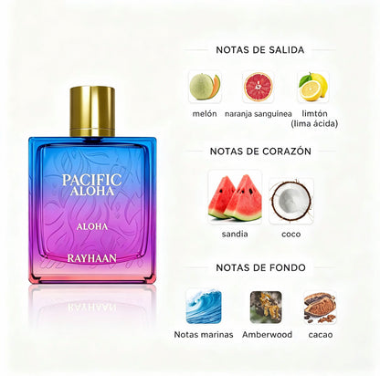 Rayhaan Pacific Aloha Eau de Parfum 100ml - Aromática Frutal Unisex