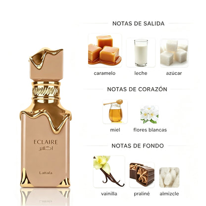 Lattafa Eclaire Eau de Parfum 100ml - Fragancia Floral Gourmand Frutal para Mujer